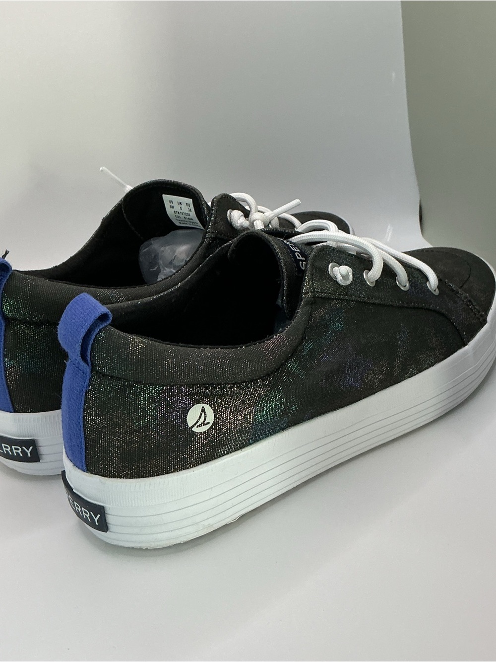 Sperry Kids Black Iridescent Low-Top Sneakers with White Laces